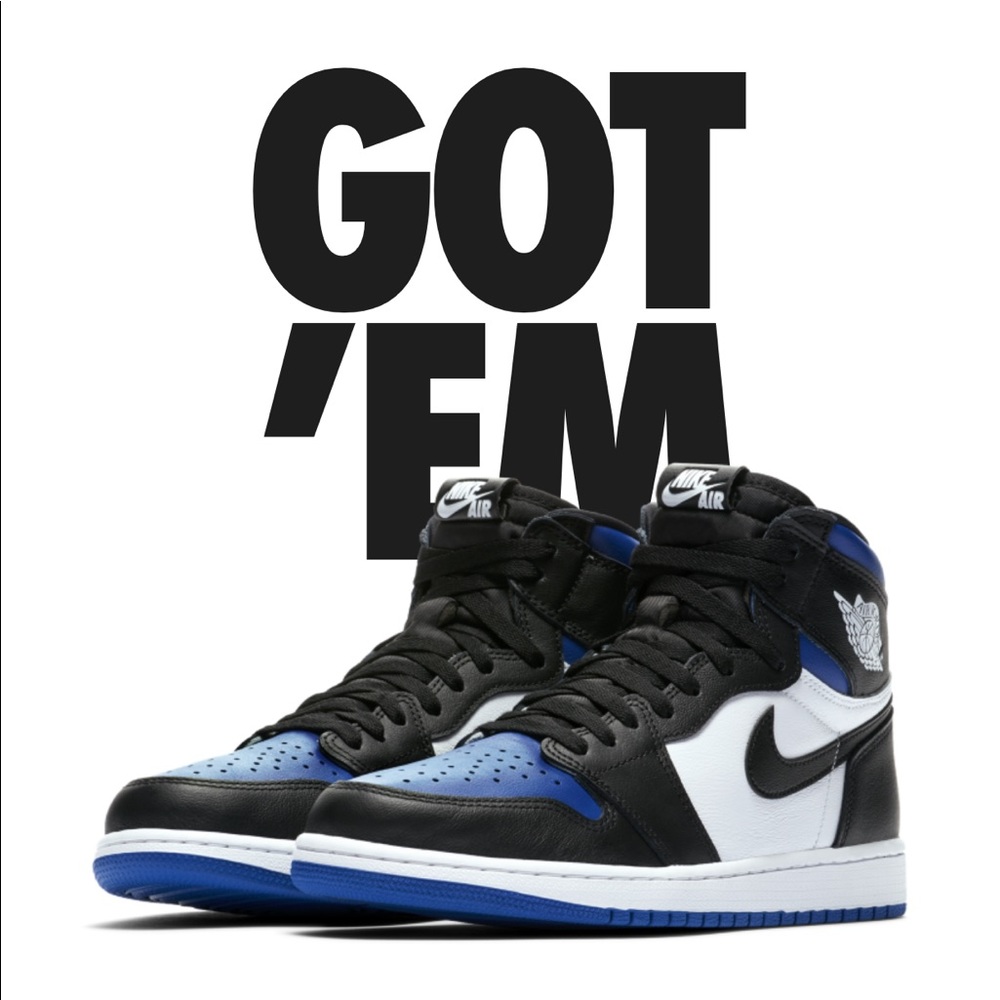 NEW NIKE AIR JORDAN 1 RETRO HIGH OG ROYAL TOE - Picture 2 of 8